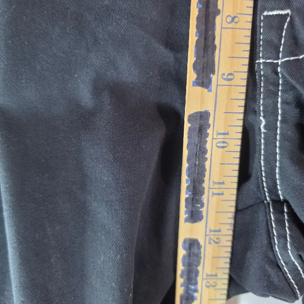 True Religion Mens Baggy Cargo Pants Black White Contrast Stitch Size 36 Y2K